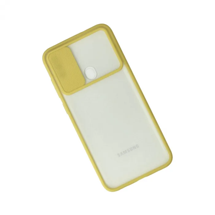 Samsung Galaxy A11 Kılıf Palm Buzlu Kamera Sürgülü Silikon - Sarı