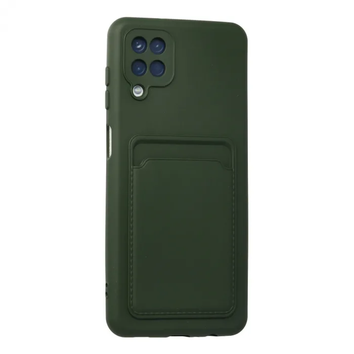 Samsung Galaxy A12 Kılıf Kelvin Kartvizitli Silikon - Koyu Yeşil