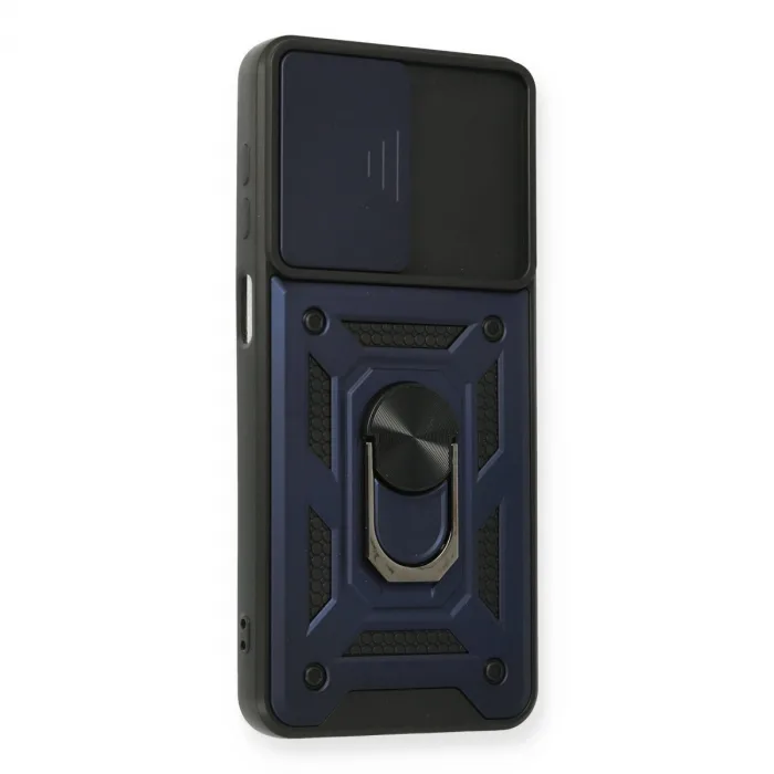 Samsung Galaxy A12 Kılıf Pars Lens Yüzüklü Silikon - Lacivert