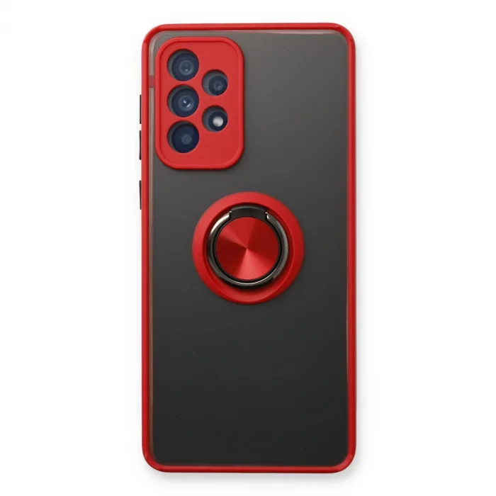 Samsung Galaxy A13 4g Kılıf Montreal Yüzüklü Silikon Kapak - Kırmızı