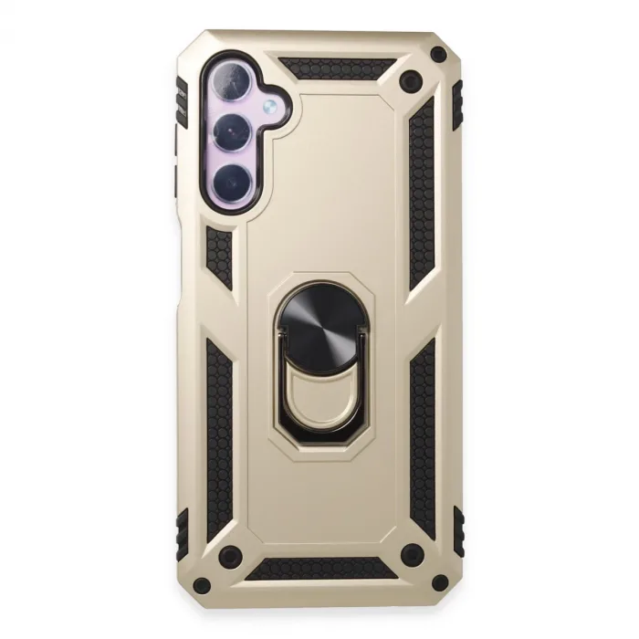 Samsung Galaxy A14 4g Kılıf Sofya Yüzüklü Silikon Kapak - Gold