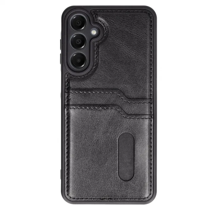 Samsung Galaxy A15 4g Kılıf Sara Kartvizitli Deri Kılıf - Siyah