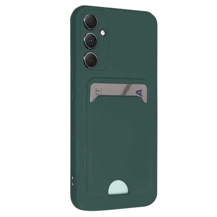 Samsung Galaxy A16 5g Kılıf Kelvin Kartvizitli Silikon - Koyu Yeşil