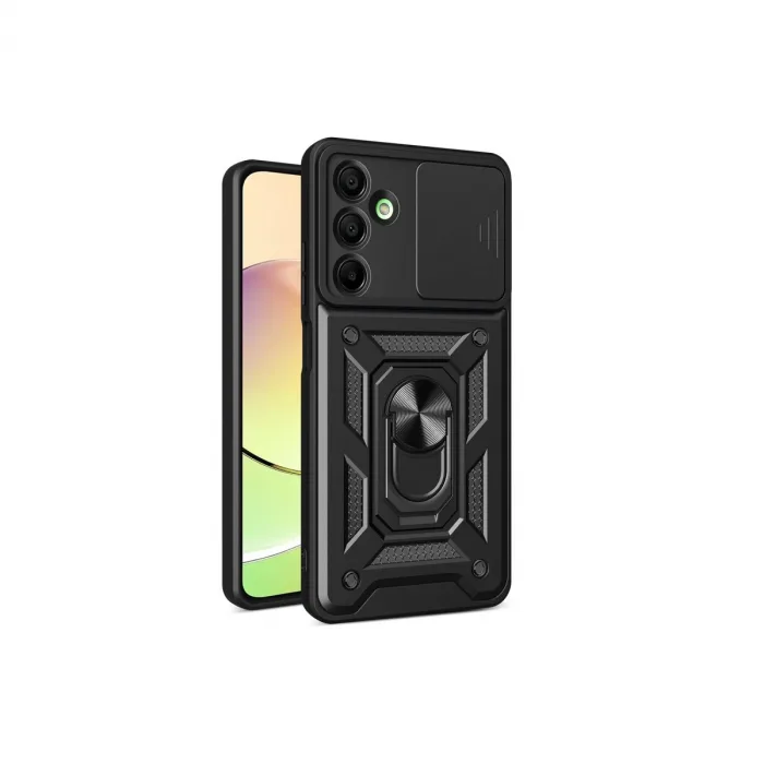 Samsung Galaxy A16 5g Kılıf Pars Lens Yüzüklü Silikon - Siyah