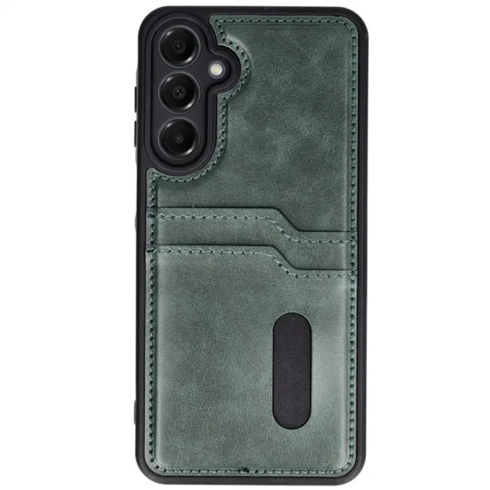 Samsung Galaxy A16 5g Kılıf Sara Kartvizitli Deri Kılıf - Koyu Yeşil