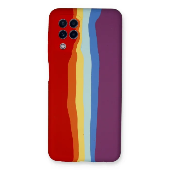 Samsung Galaxy A22 Kılıf Ebruli Lansman Silikon - Kırmızı-mor