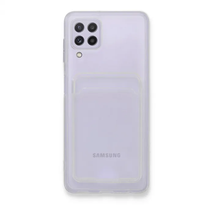 Samsung Galaxy A22 Kılıf Kart Şeffaf Silikon - Şeffaf