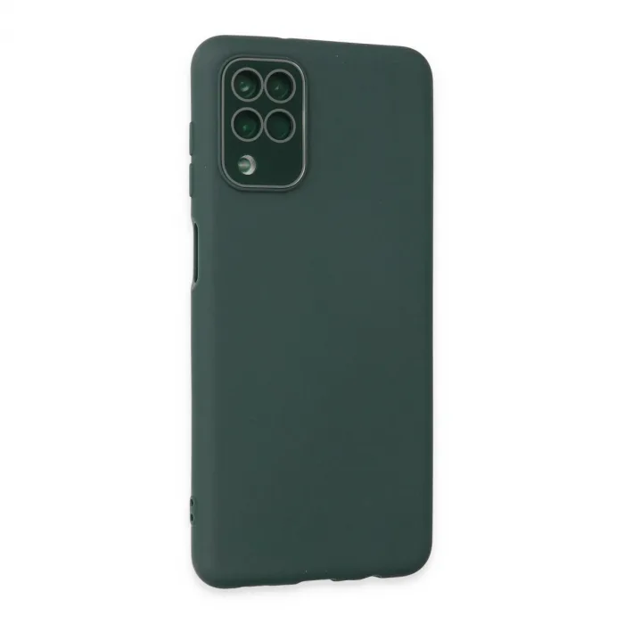 Samsung Galaxy A22 Kılıf Lansman Glass Kapak - Koyu Yeşil