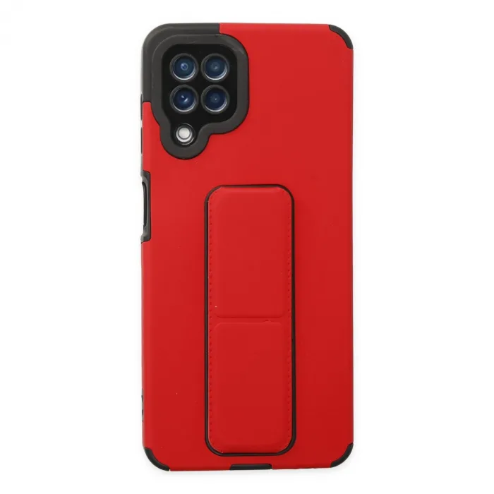 Samsung Galaxy A22 Kılıf Mega Standlı Silikon - Kırmızı