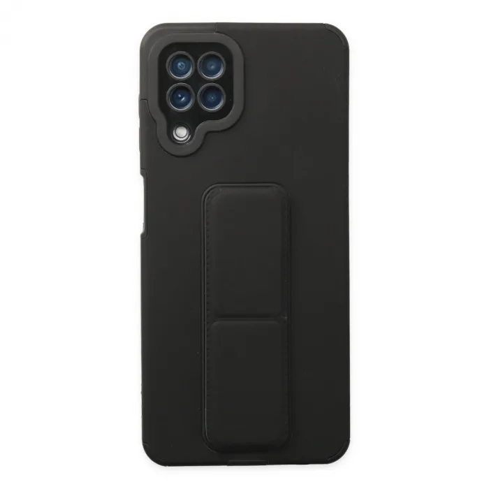 Samsung Galaxy A22 Kılıf Mega Standlı Silikon - Siyah
