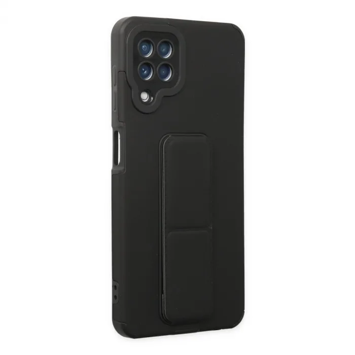 Samsung Galaxy A22 Kılıf Mega Standlı Silikon - Siyah