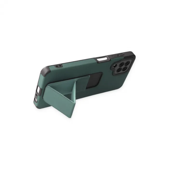 Samsung Galaxy A22 Kılıf Mega Standlı Silikon - Yeşil