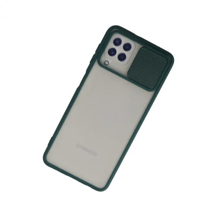 Samsung Galaxy A22 Kılıf Palm Buzlu Kamera Sürgülü Silikon - Yeşil