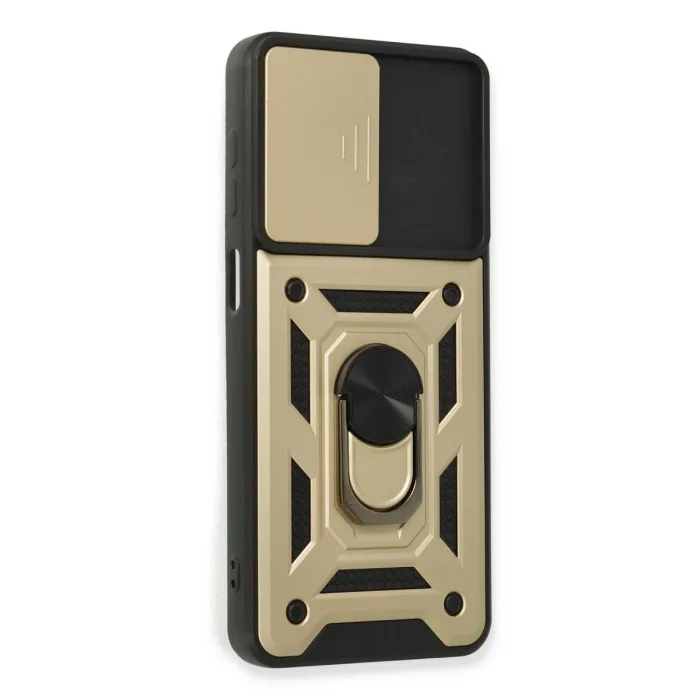 Samsung Galaxy A22 Kılıf Pars Lens Yüzüklü Silikon - Gold