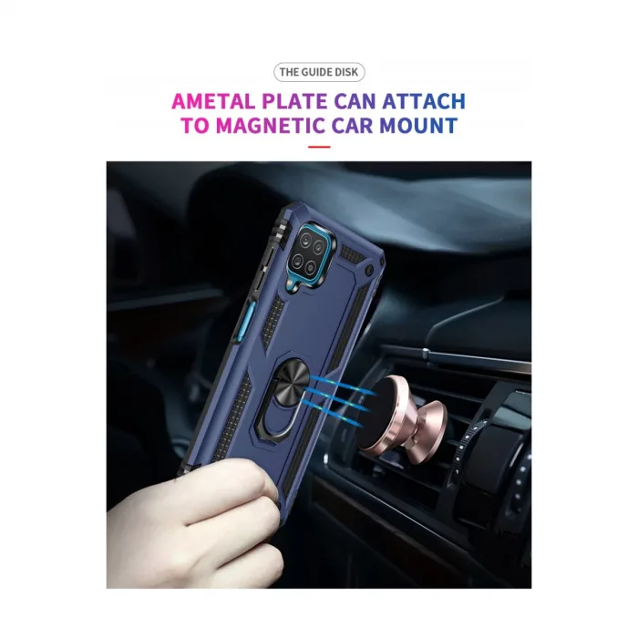 Samsung Galaxy A22 Kılıf Sofya Yüzüklü Silikon Kapak - Lacivert