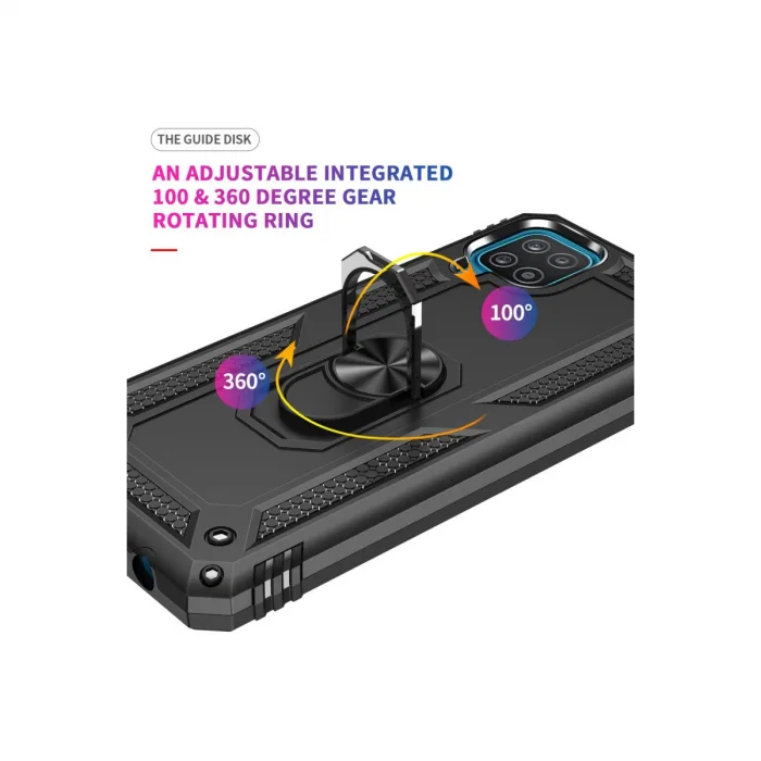 Samsung Galaxy A22 Kılıf Sofya Yüzüklü Silikon Kapak - Siyah