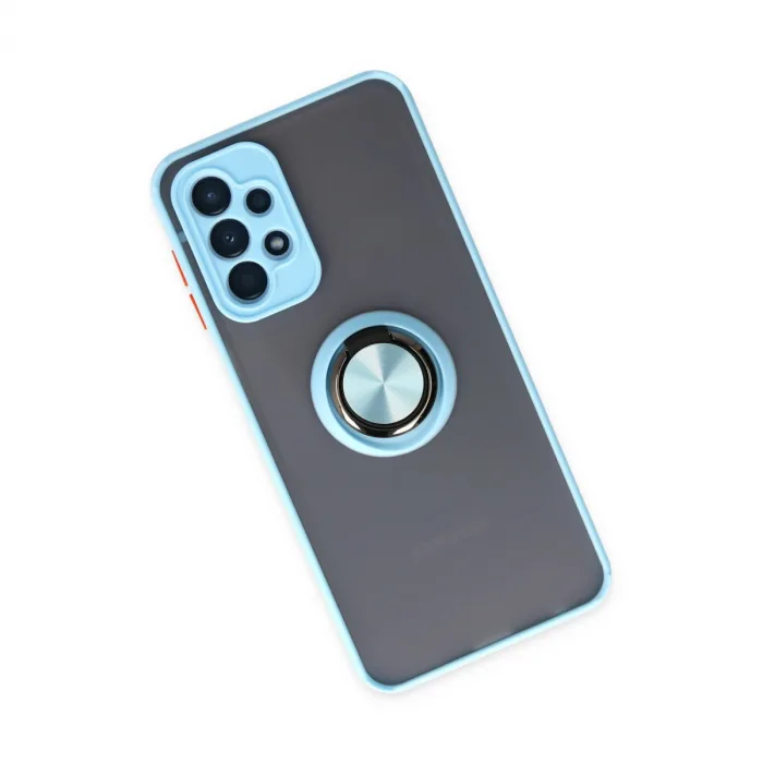 Samsung Galaxy A23 4g Kılıf Montreal Yüzüklü Silikon Kapak - Buz Mavi