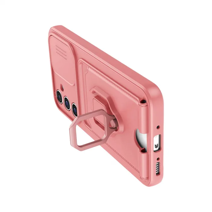 Samsung Galaxy A25 5g Kılıf Zuma Kartvizitli Yüzüklü Silikon - Pembe