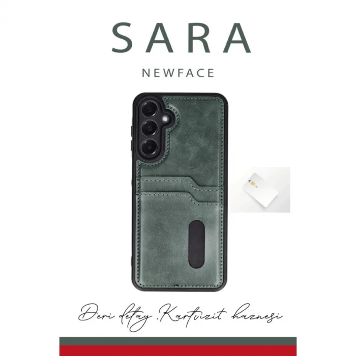 Samsung Galaxy A26 Kılıf Sara Kartvizitli Deri Kılıf - Kırmızı