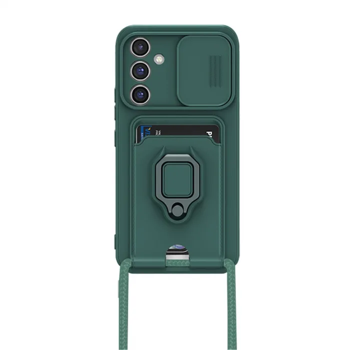 Samsung Galaxy A26 Kılıf Zuma Kartvizitli Yüzüklü Silikon - Yeşil