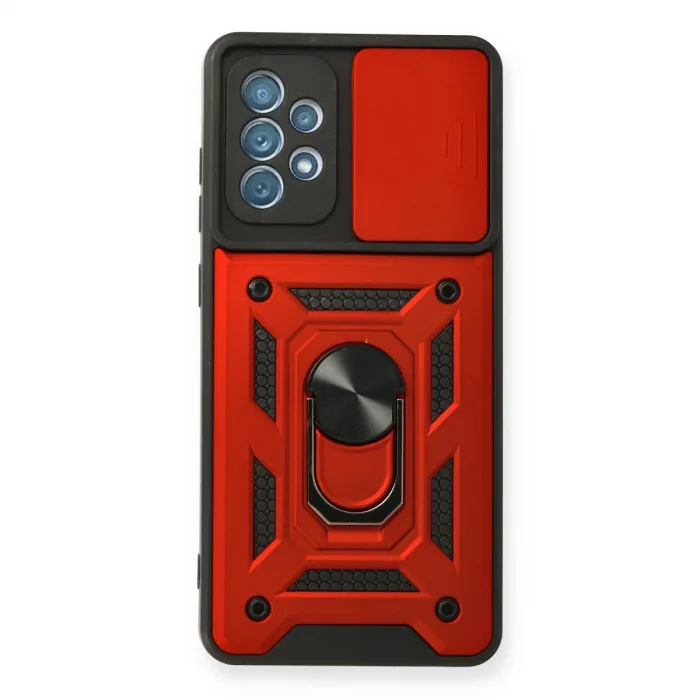 Samsung Galaxy A32 Kılıf Pars Lens Yüzüklü Silikon - Kırmızı