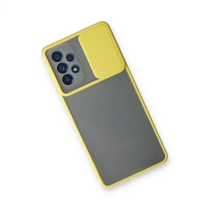 Samsung Galaxy A33 5g Kılıf Palm Buzlu Kamera Sürgülü Silikon - Sarı