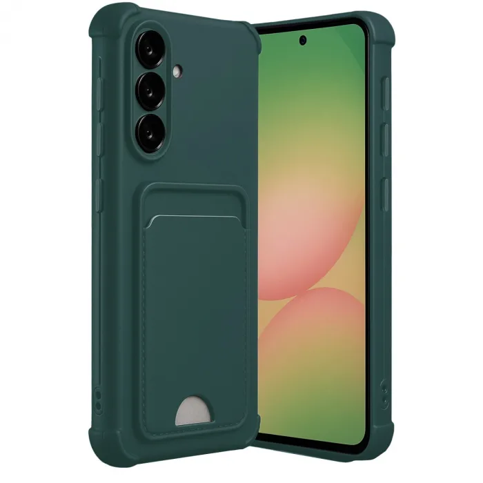 Samsung Galaxy A36 Kılıf Kelvin Kartvizitli Silikon - Koyu Yeşil