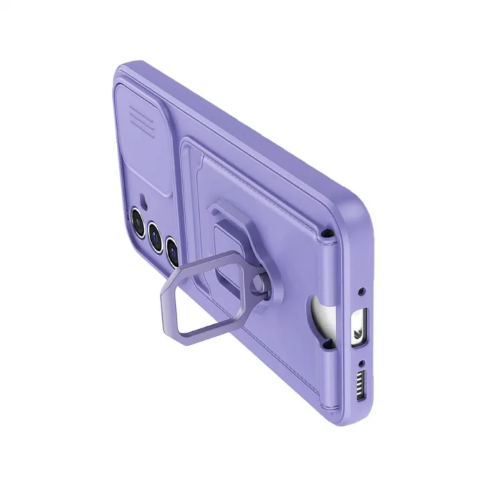 Samsung Galaxy A36 Kılıf Zuma Kartvizitli Yüzüklü Silikon - Lila