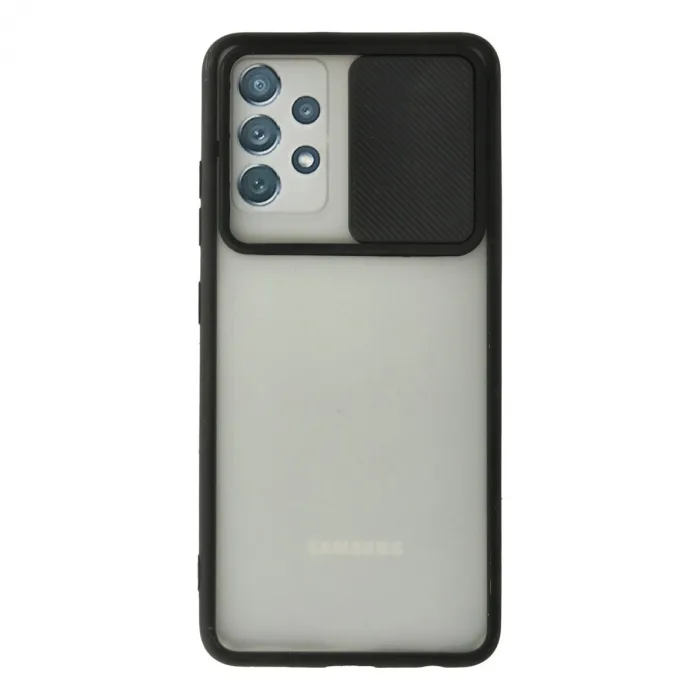 Samsung Galaxy A52 Kılıf Palm Buzlu Kamera Sürgülü Silikon - Siyah
