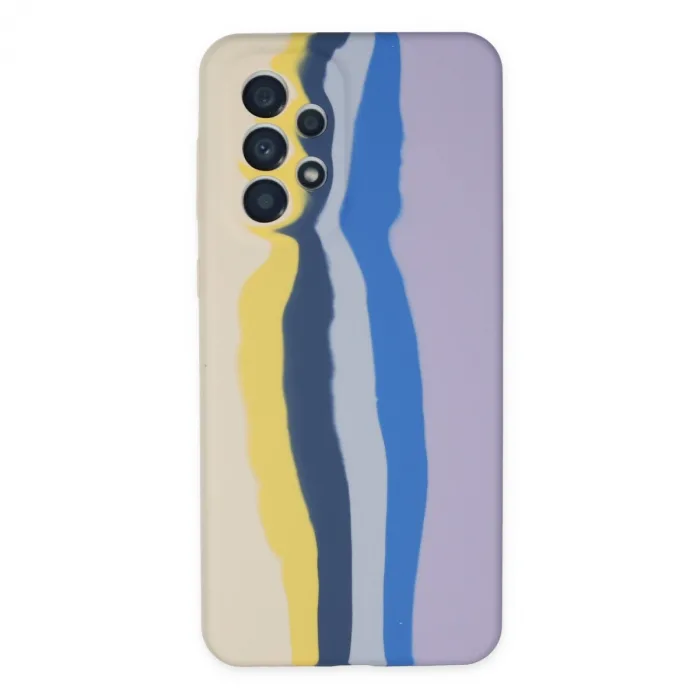 Samsung Galaxy A53 5g Kılıf Ebruli Lansman Silikon - Sarı-lila