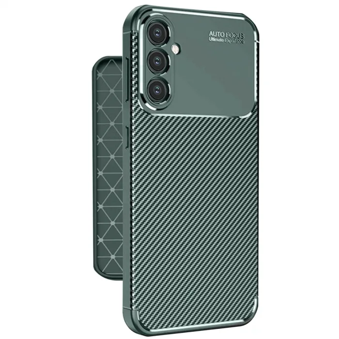 Samsung Galaxy A56 Kılıf Auto Focus Karbon Kapak - Koyu Yeşil