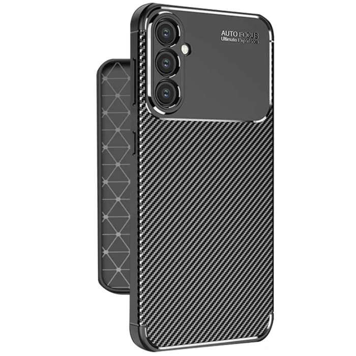 Samsung Galaxy A56 Kılıf Auto Focus Karbon Kapak - Siyah