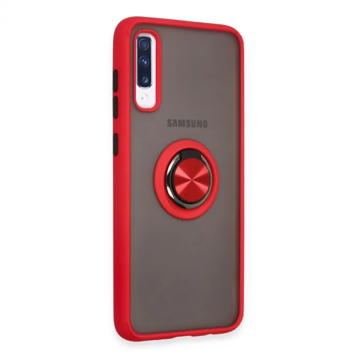 Samsung Galaxy A70 Kılıf Montreal Yüzüklü Silikon Kapak - Kırmızı
