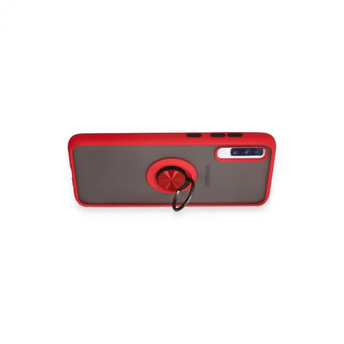 Samsung Galaxy A70 Kılıf Montreal Yüzüklü Silikon Kapak - Kırmızı