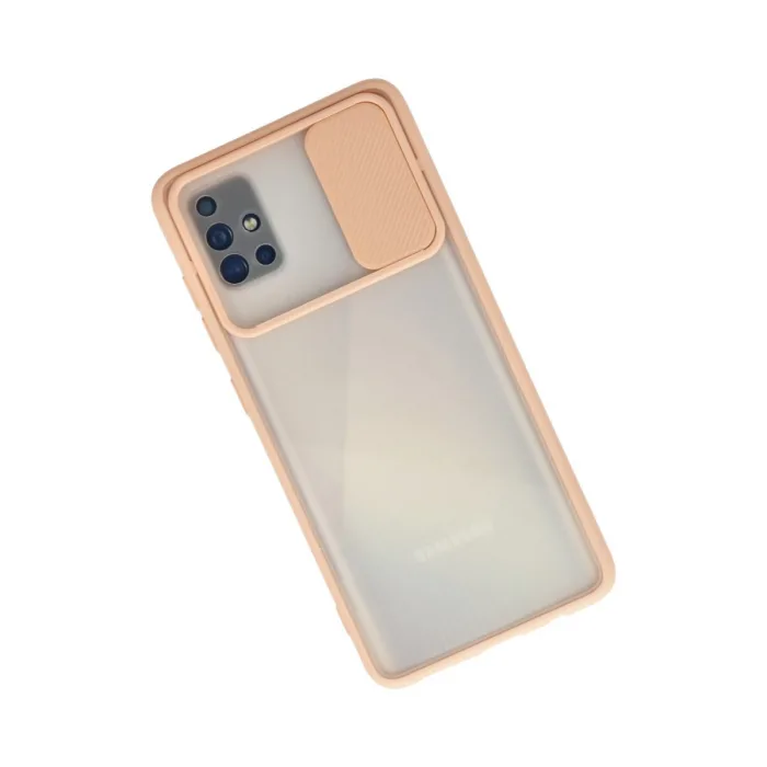 Samsung Galaxy A71 Kılıf Palm Buzlu Kamera Sürgülü Silikon - Pembe