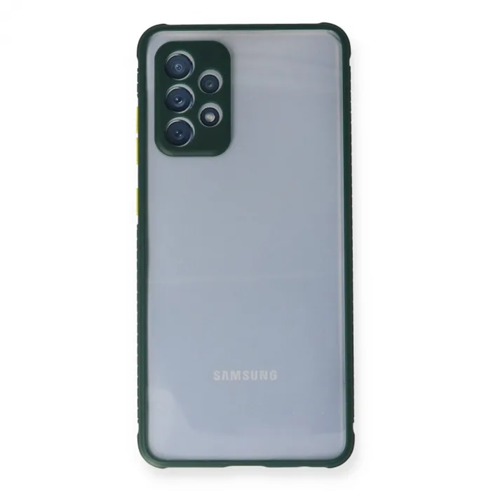 Samsung Galaxy A72 Kılıf Miami Şeffaf Silikon - Koyu Yeşil