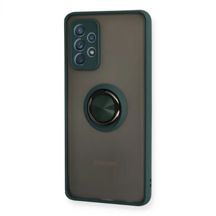 Samsung Galaxy A72 Kılıf Montreal Yüzüklü Silikon Kapak - Yeşil