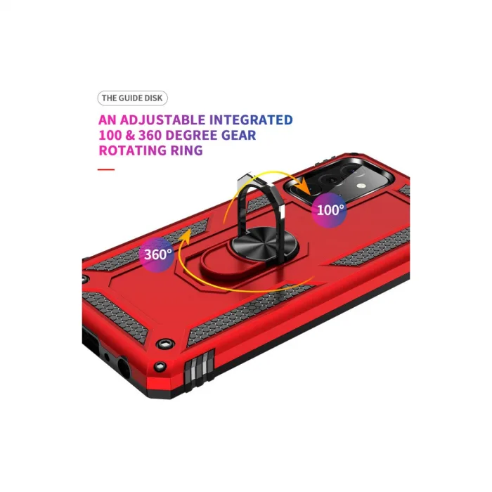 Samsung Galaxy A72 Kılıf Sofya Yüzüklü Silikon Kapak - Kırmızı