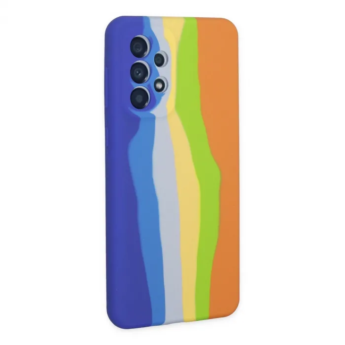 Samsung Galaxy A73 5g Kılıf Ebruli Lansman Silikon - Mavi-turuncu