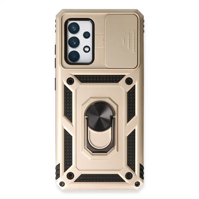 Samsung Galaxy A73 5g Kılıf Pars Lens Yüzüklü Silikon - Gold