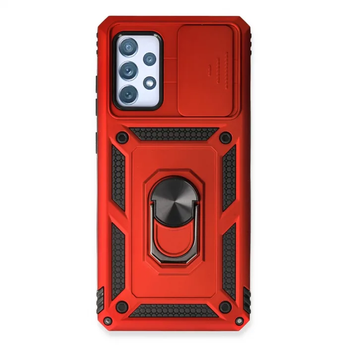 Samsung Galaxy A73 5g Kılıf Pars Lens Yüzüklü Silikon - Kırmızı