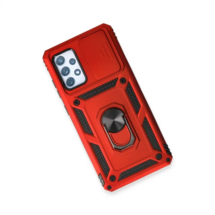 Samsung Galaxy A73 5g Kılıf Pars Lens Yüzüklü Silikon - Kırmızı