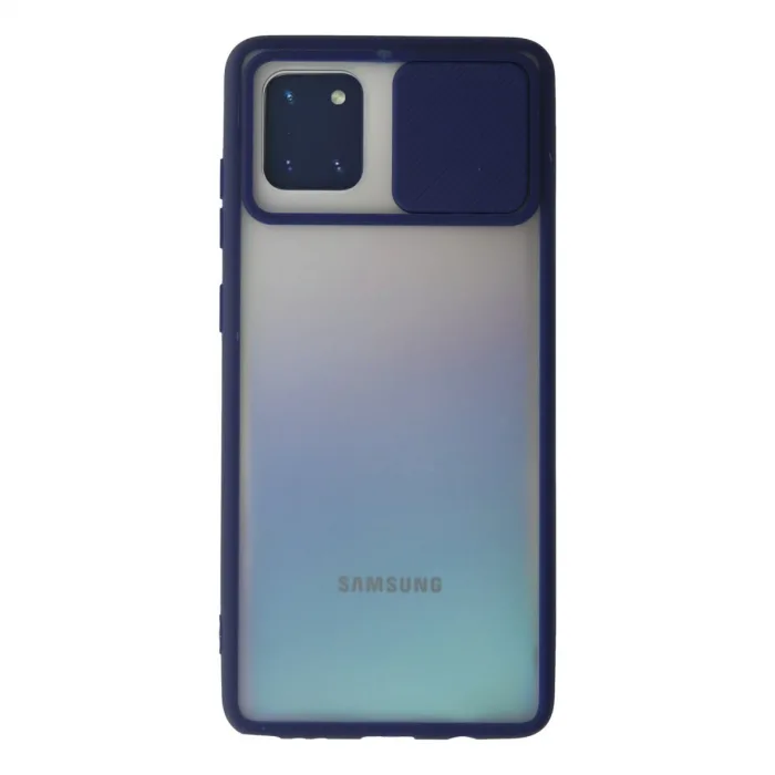 Samsung Galaxy A81 / Note 10 Lite Kılıf Palm Buzlu Kamera Sürgülü Silikon - Lacivert