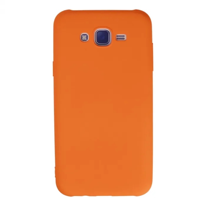 Samsung Galaxy J7 Kılıf Nano İçi Kadife Silikon - Turuncu