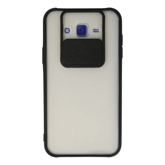 Samsung Galaxy J7 Kılıf Palm Buzlu Kamera Sürgülü Silikon - Siyah