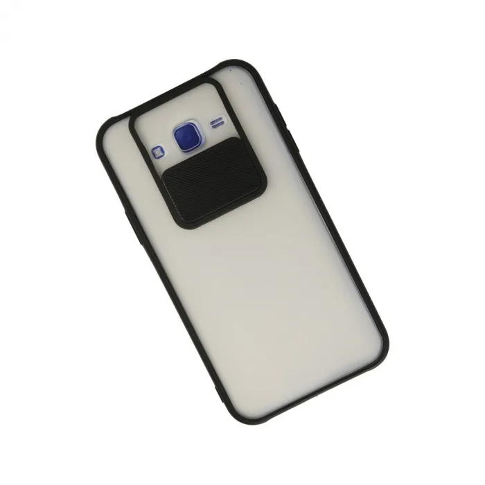 Samsung Galaxy J7 Kılıf Palm Buzlu Kamera Sürgülü Silikon - Siyah