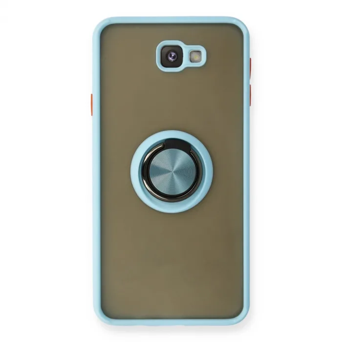 Samsung Galaxy J7 Prime Kılıf Montreal Yüzüklü Silikon Kapak - Buz Mavi