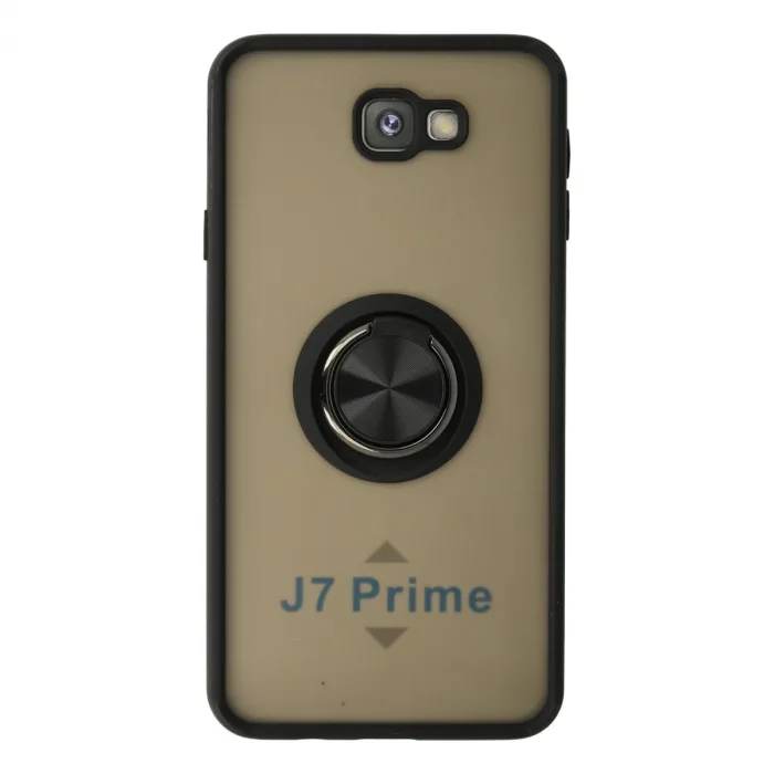 Samsung Galaxy J7 Prime Kılıf Montreal Yüzüklü Silikon Kapak - Siyah