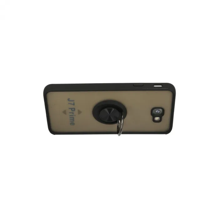 Samsung Galaxy J7 Prime Kılıf Montreal Yüzüklü Silikon Kapak - Siyah