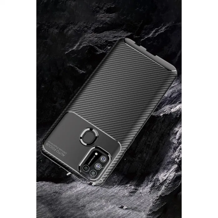 Samsung Galaxy M31 Kılıf Auto Focus Karbon Kapak - Kahverengi